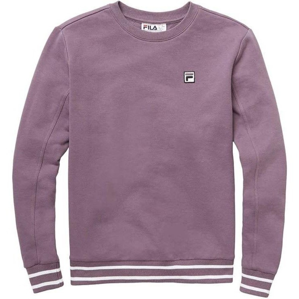 Fila Sweatshirt Women XXL Purple Striped Trim Crew Neck Athleisure Sporty Active